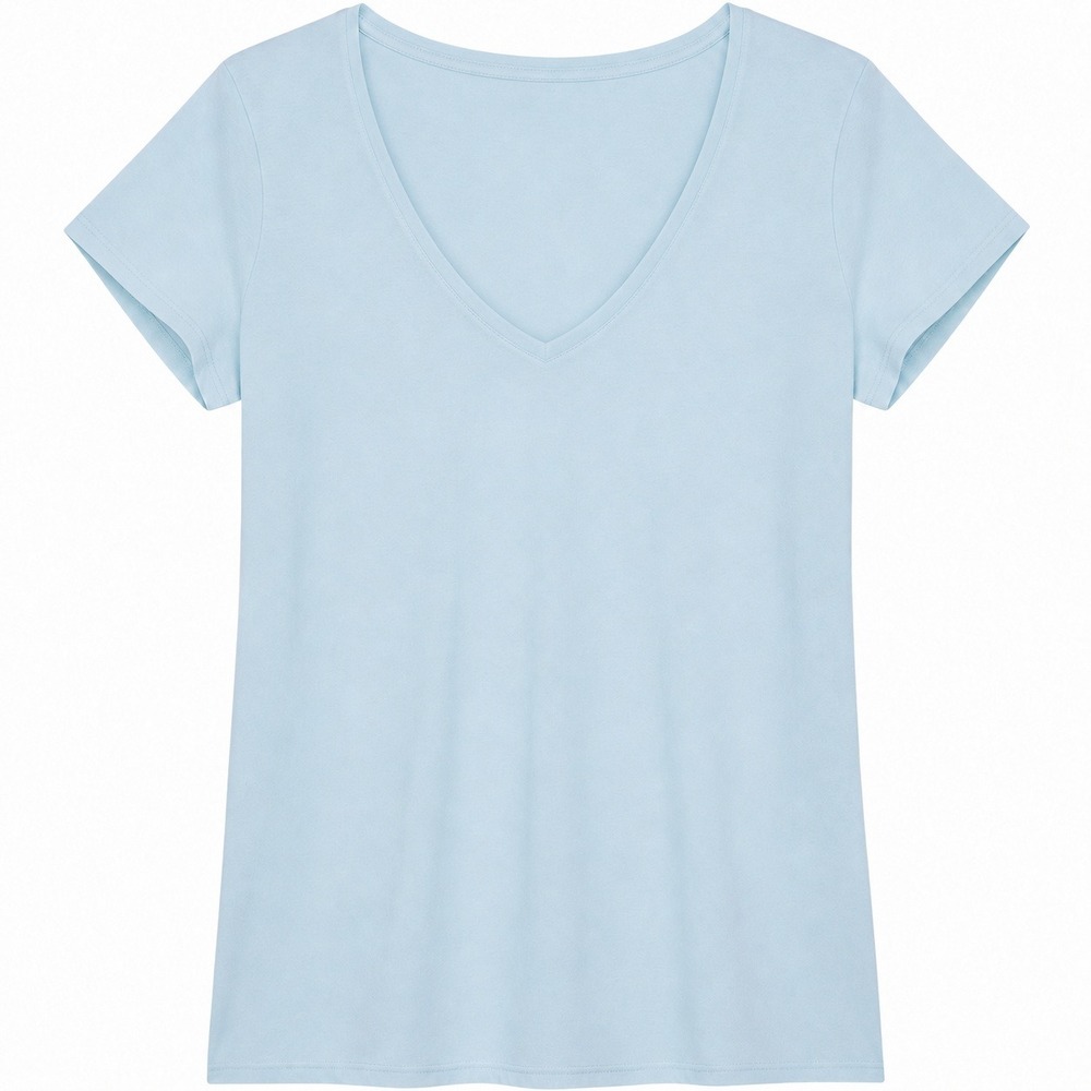 Lululemon V-Neck Short Sleeve T-Shirt Light Blue Curved Hem Athletic Top